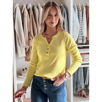 Pánské tričko Žluté tričko s dlouhým rukávem a knoflíky DStreet krémová 3262532