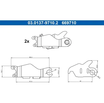 Brzdový systém Sada příslušenství, parkovací brzdové čelisti ATE 03.0137-9710.2