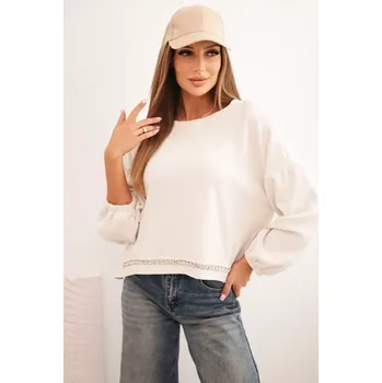 Dámská mikina Kesi Włoski Dámská mikina s ozdobným zakončením na spodní části ecru Kesi Włoski krémová 3423307