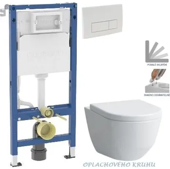 WC sada GEBERIT DuofixBasic s bílým tlačítkem DELTA51 + WC LAUFEN PRO RIMLESS + SEDÁTKO 458.103.00.2 51BI LP1