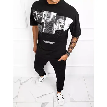 Pánská móda Pánské tričko s potiskem černé Dstreet DStreet černá 1926299