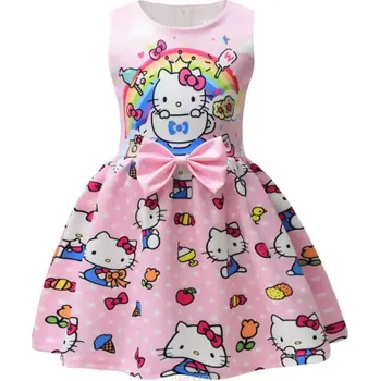 Dětská móda Letní šaty s "áčkovou sukní" a Hello Kitty Varianty: Růžové, duha, Velikosti: 120