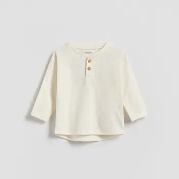 Reserved - Bavlněné tričko s dlouhými rukávy - krémová - 384FP-01X - 384FP-01X-62