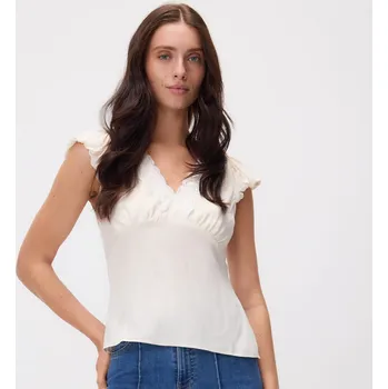 Dámské tričko Reserved - Halenka z viskózy - krémová - 374FB-01X - 374FB-01X-XXL