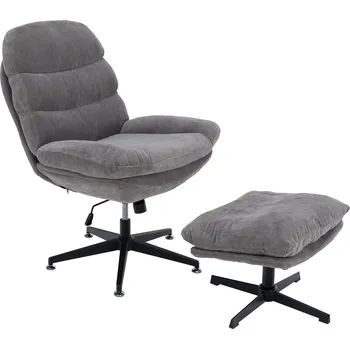 Křeslo Luxusní otočné křeslo s podnoží, světle šedá/černá, DARIEN