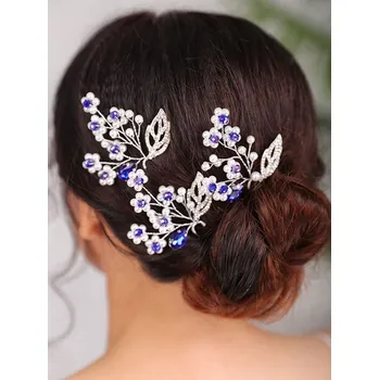 Souprava šperků B-TOP Vlásenka KVĚT S KAMÍNKY 1 kus - modrá