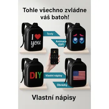 LCD batoh s možností přehrávat animace a obrázky