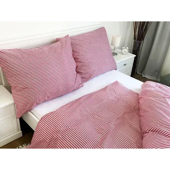 Povlak na dekorativní polštářek Bavlněný povlak na polštář 70x90 - Pruhy červené II.jakost Zapínání: zip, Velikost polštáře: 70x90