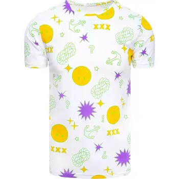 Bílé pánské tričko s potiskem Dstreet DStreet bílá | žlutá 1982702