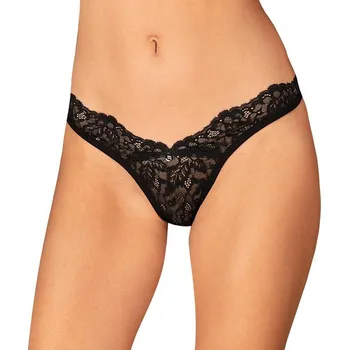 Dámské erotické kalhotky Obsessive Bellastia tanga - černá: XL/XXL