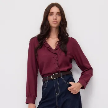 Dámské tričko Reserved - LADIES` BLOUSE - hnědá - 527GH-83X - 527GH-83X-L