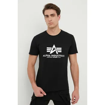 Pánské tričko Bavlněné tričko Alpha Industries Basic T-Shirt Foil Print 100501FP.530 černá 99X, vel. L