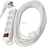 BERGE Prodlužovací kabel 10m s uzemněním, 4 zásuvky - bílý 3*1,5 mm2 3680 W