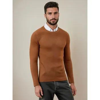 Pánský svetr Pánský svetr DStreet kamelový DStreet černá | bílá | hnědá 3239683