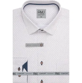 Pánská košile Pánská košile AMJ Slim Fit světlý vzor velikost: 43, délka rukávu: dlouhý rukáv