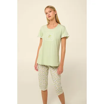 Dámské pyžamo Dámské pyžamo bavlna 3/4 nohavice Vamp 22233 lemon Velikost: M