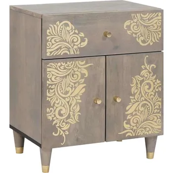 Noční stolek vidaXL Noční stolek s dvířky se zásuvkou Šedá 50 x 33 x 60 cm [4018783]