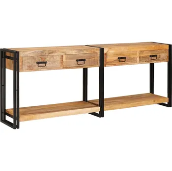 Konzolový stolek vidaXL Konzolové stolky se zásuvkou 2 pcs Hnědá Masivní mangové dřevo [3324226]