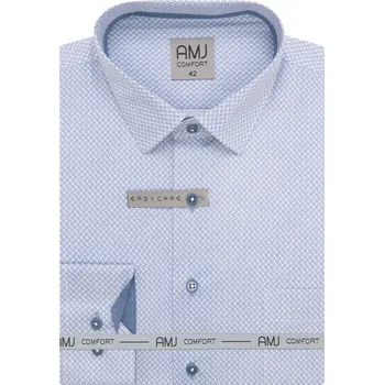 Pánská košile Pánská košile AMJ Slim fit modrá se vzorem VDSBR1418 velikost: 41, délka rukávu: dlouhý rukáv