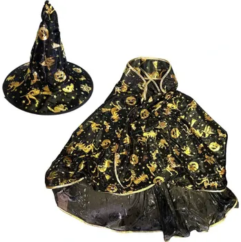 Karnevalový kostým Cd Čarodějnický plášť s kloboukem různé barvy Barva: Zlatá