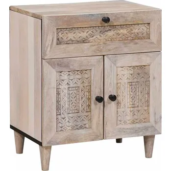 Noční stolek vidaXL Noční skříňka Béžová 50 x 33 x 60 cm Masivní akáciové dřevo [4018127]