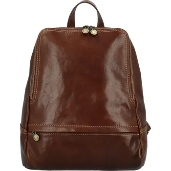 Dámský kožený batoh tmavě hnědý - Delami Vera Pelle Mallory hnědá