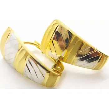 Náušnice Klenoty Budín Dámské náušnice z bílého a žlutého zlata s gravírováním 585/1,86gr HK2351 (Klenoty Budín Dámské náušnice z bílého a žlutého zlata s gravírováním 585/1,86gr HK2351)