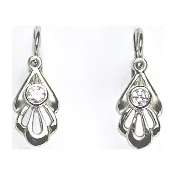 Náušnice Zlaté dětské náušnice ,pink zirkony, bílé zlato - 3177 poslední pár (Zlaté náušnice se zirkonem)