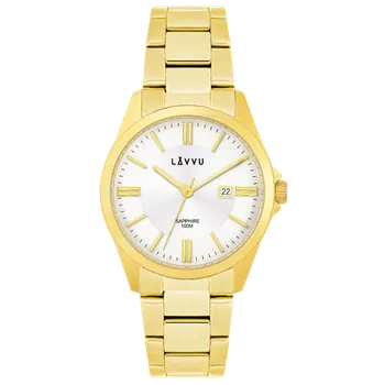 Hodinky LAVVU Pánské náramkové hodinky se safírovým sklem HALLAND Gold LWM0302 ( )