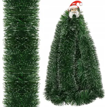 Vánoční dekorace Vánoční řetěz zelený 6m girlanda na stromeček XXL silný 15 cm