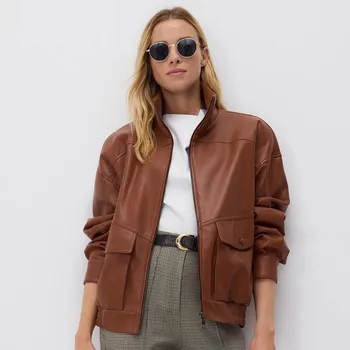 Dámský kabát Reserved - Oversize bunda s vysokým stojáčkem - měděná - 758HD-28X - 758HD-28X-L