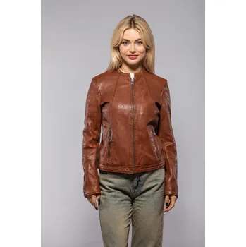 Dámská casual bunda Hnědá kožená bunda GWMarlie Velikost L