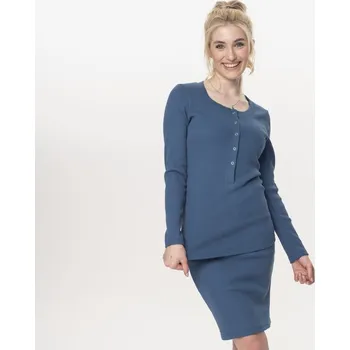 Těhotenské a kojící úpletové triko MUNA - indigo, Velikost XL, Barva Indigo