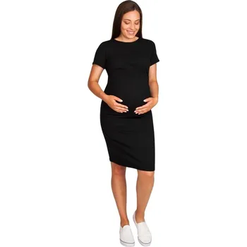 Těhotenské šaty Těhotenské a kojící šaty s krátkým rukávem ANGELA - tmavě modrá, Velikost S-M, Barva Tmavě modrá