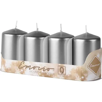 Svíčka Emocio Válec 4ks 40x80mm Metal stříbrné svíčky 4x80 gram 330 gram