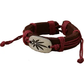 Náramek Buďchlap Bordó náramek s marihuanou