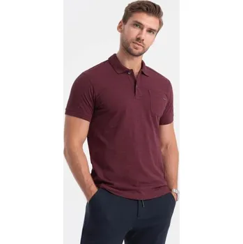 Pánské tričko Pánské polo tričko s ozdobnými knoflíky V6 S1744 bordó