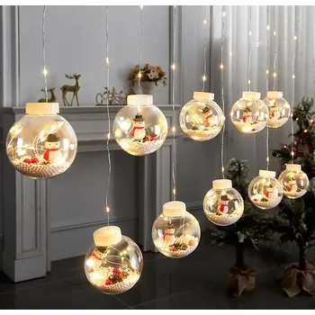 Vánoční dekorace Light Irridiance Světelný vánoční LED závěs - Koule s postavičkami 3m 60 cm 3 m teplá bílá 10