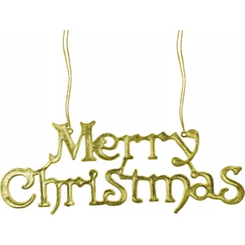 Vánoční ozdoba Nápis Vánoční přívěsek Merry 24 cm Lesklá vánoční ozdoba závěsná