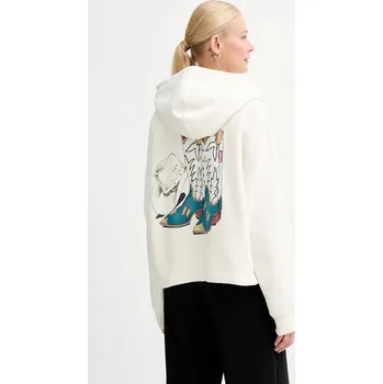 Dámská mikina Bavlněná mikina Levi's dámská, béžová barva, s kapucí, s potiskem, A9414 01X, vel. L