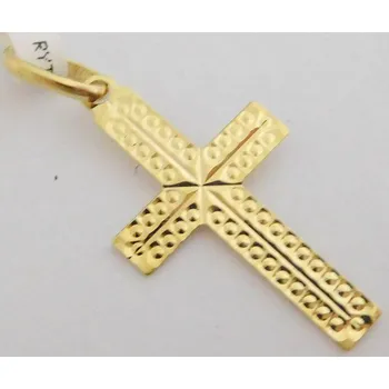 Přívěsek Klenoty Budín Gravírovaný zlatý křížek ze žlutého zlata 585/0,46gr 02448 (Klenoty Budín Gravírovaný zlatý křížek ze žlutého zlata 585/0,46gr 02448)