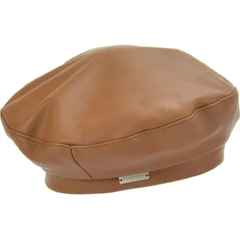 Čepice SEEBERGER Kožený Camel baret - Basque Leather Velikost: 57 cm (M)