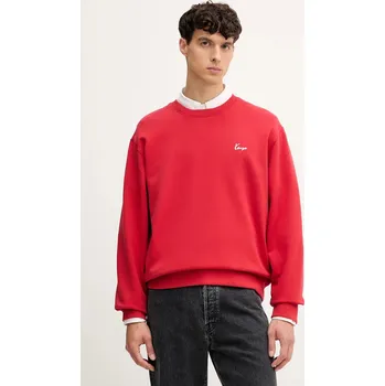 Pánská mikina Bavlněná mikina Kenzo pánská, červená barva, s potiskem, FF65SW2594MF 33X, vel. S