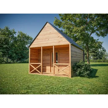 Zahradní domek Rekreační chata Grizzly s terasou 19m2 (do 20m2) - Zateplená tl. 8cm z OSB desek / ANO / 3 ks dřevěné GRCHATER