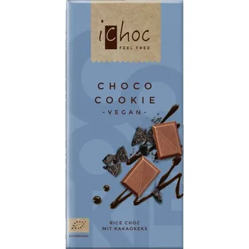 Čokoláda BIO vegan čokoláda s kousky sušenek, iChoc Choco cookie, 80 g