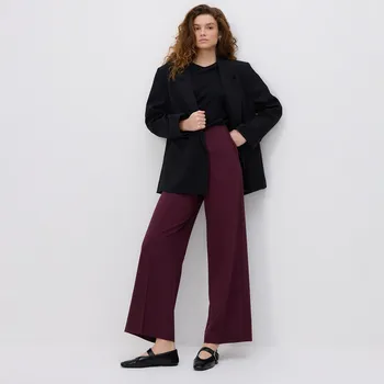 Reserved - Široké kalhoty s pukem - bordó - 441FM-53X - 441FM-53X-XL