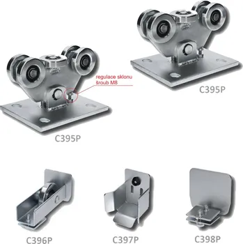 Pohon brány sada kování pro nesenou bránu Piccolo - sada kování pro posuvnou samonosnou bránu do 400 kg, 2 x kyvný vozík, kapsa, kolo, uzávěr, pro C profil 69 x 69 mm