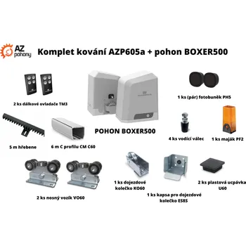 Pohon brány Sada kování AZP605a + pohon BOXER500 IoT až do 5,5 m průjezdu