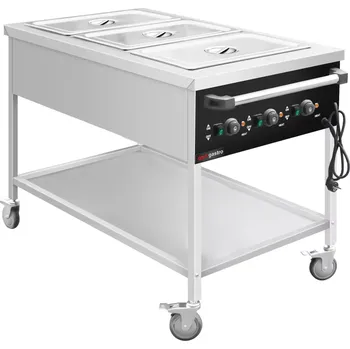 VODNÍ LÁZEŇ 3xGN 1/1 -hloubka 150 mm, OHŘEV KAŽDÉ VANY SAMOSTATNĚ (OVLÁDÁNÍ NA KRATŠÍ STRANĚ, )