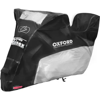 Plachta na motorové vozidlo Plachta na motorku Oxford Rainex s prostorem na kufr černo-stříbrná